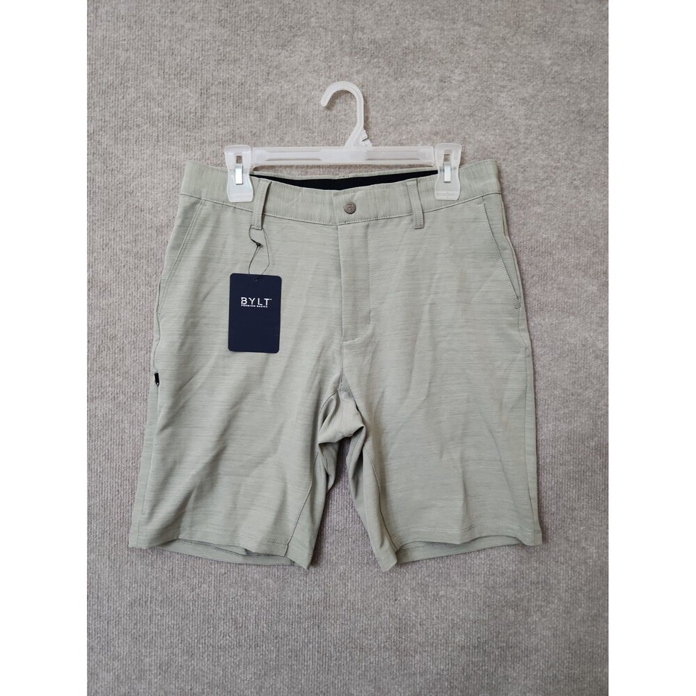 BYLT Premium Basics Kinetic Shorts Mens M Sage Green Performance Stretch NEW